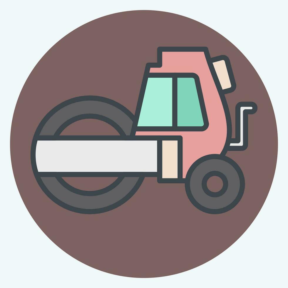 Icon Steamroller. related to Construction Vehicles symbol. color mate style. simple design editable. simple illustration vector