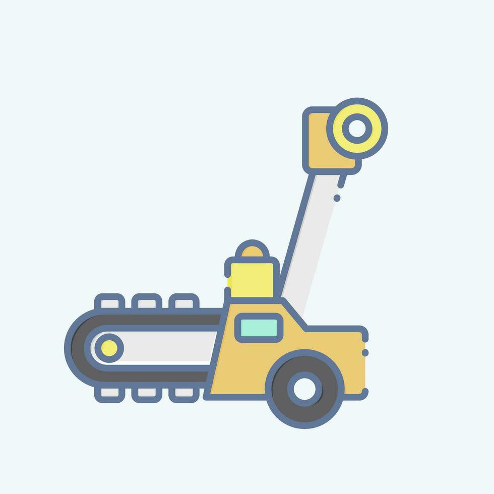 Icon Trencher. related to Construction Vehicles symbol. doodle style. simple design editable. simple illustration vector