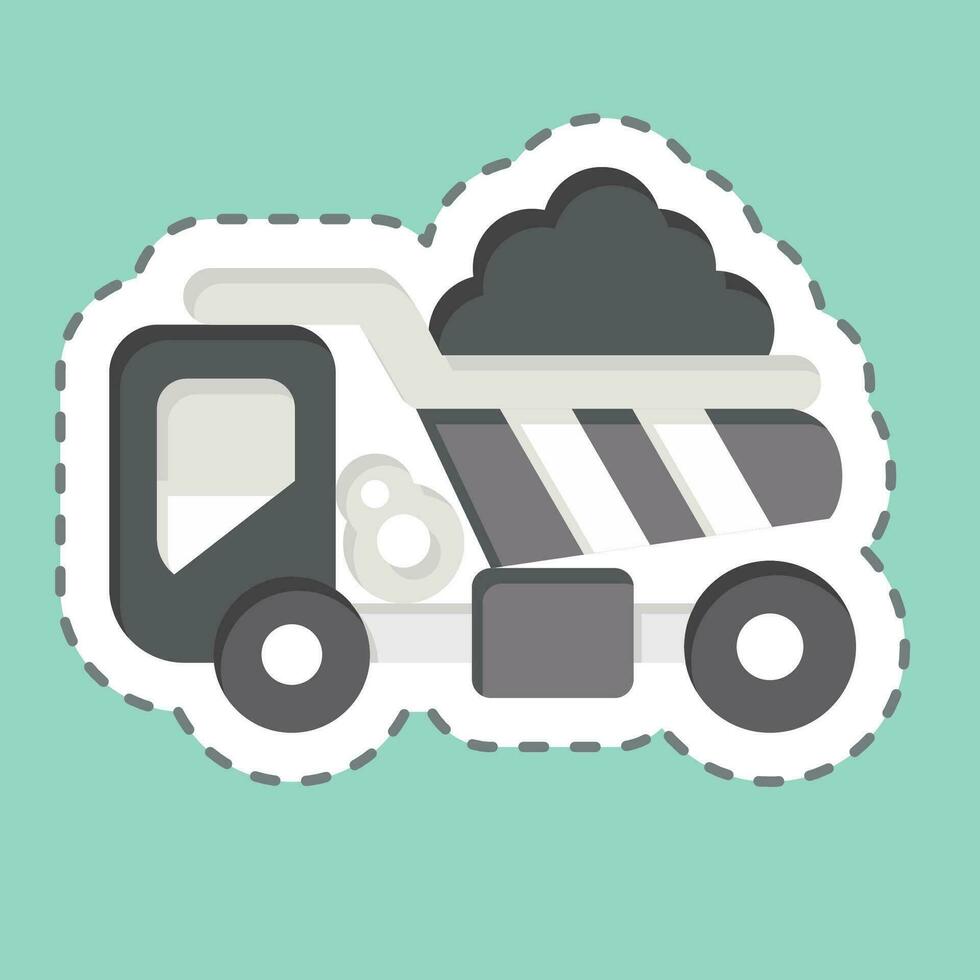 Sticker line cut Dump Truck. related to Construction Vehicles symbol. simple design editable. simple illustration vector