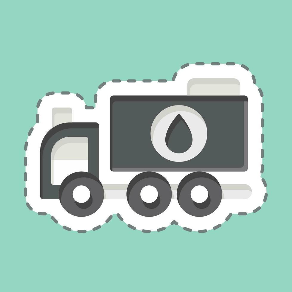 Sticker line cut Water Truck. related to Construction Vehicles symbol. simple design editable. simple illustration vector