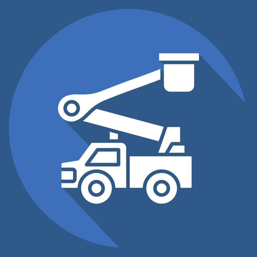Icon Bucket Truck. related to Construction Vehicles symbol. long shadow style. simple design editable. simple illustration vector