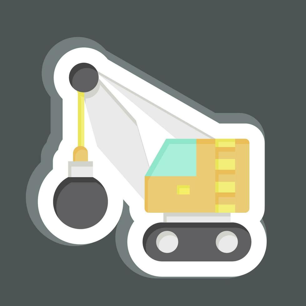 Sticker Demolition Crane. related to Construction Vehicles symbol. simple design editable. simple illustration vector