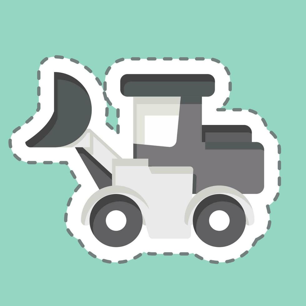 pegatina línea cortar cargador camión. relacionado a construcción vehículos símbolo. sencillo diseño editable. sencillo ilustración vector