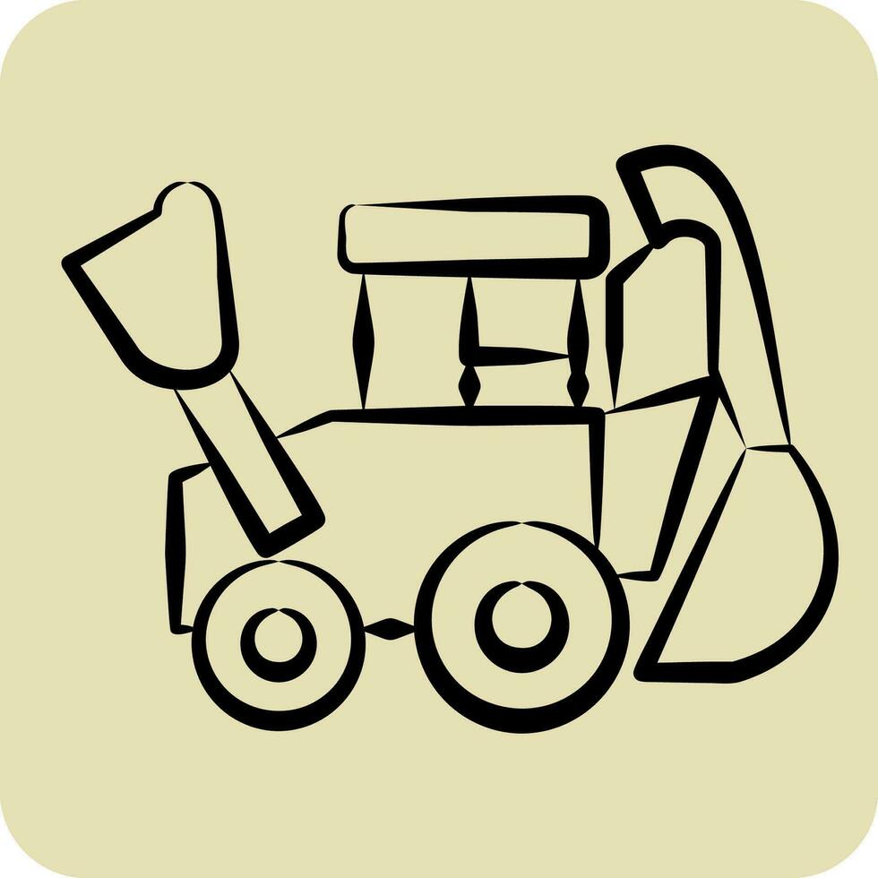Icon Backhoe. related to Construction Vehicles symbol. hand drawn style. simple design editable. simple illustration vector