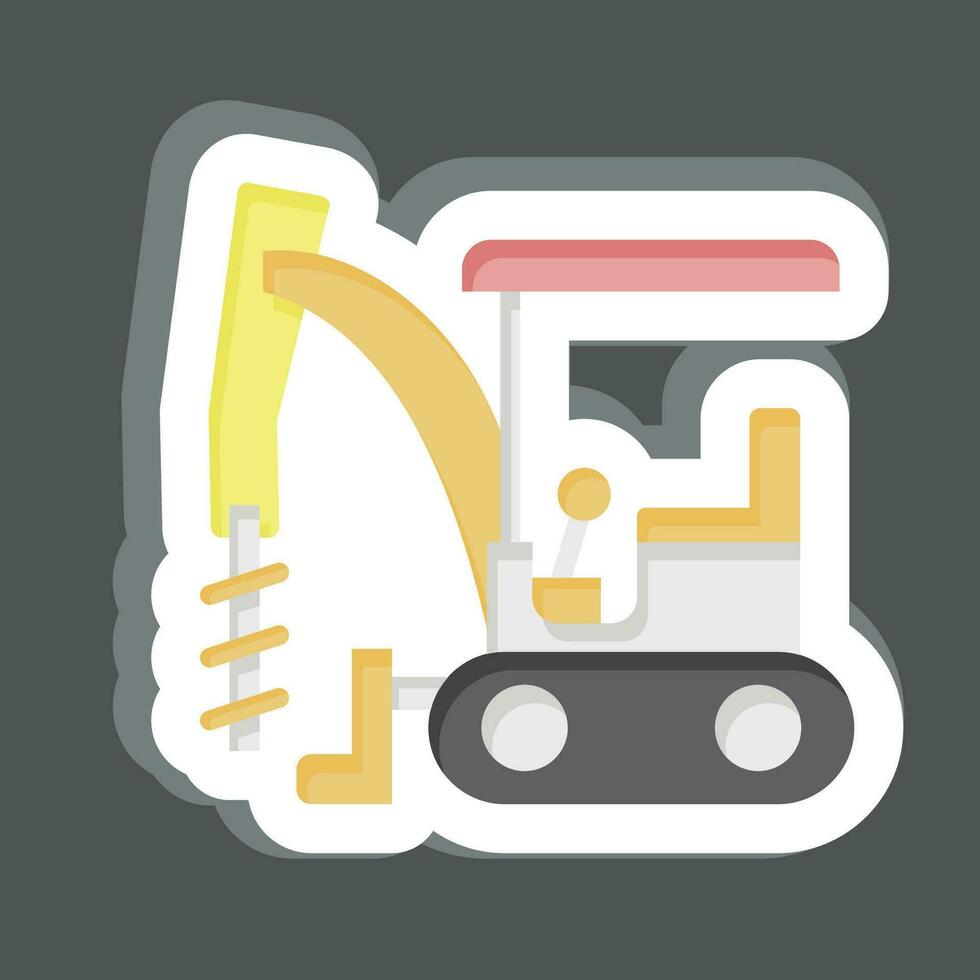 Sticker Excavator Auger Drive. related to Construction Vehicles symbol. simple design editable. simple illustration vector