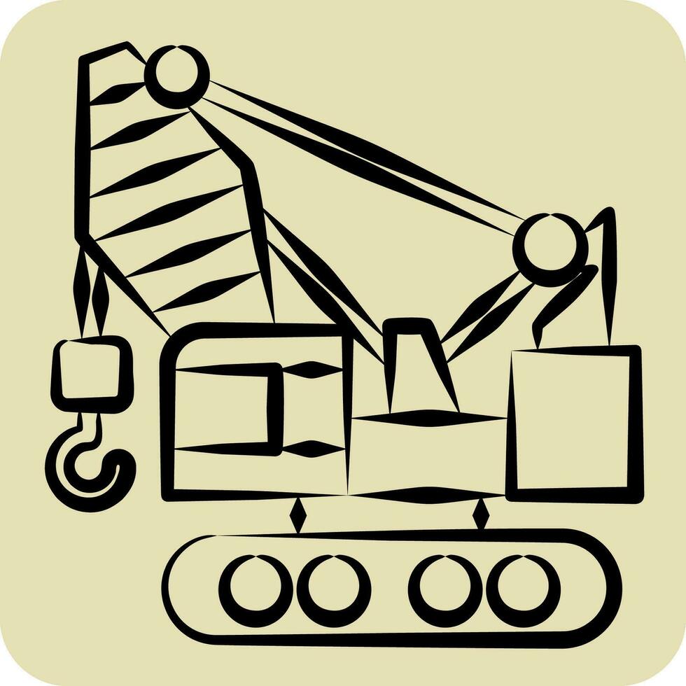 Icon Construction Crane. related to Construction Vehicles symbol. hand drawn style. simple design editable. simple illustration vector