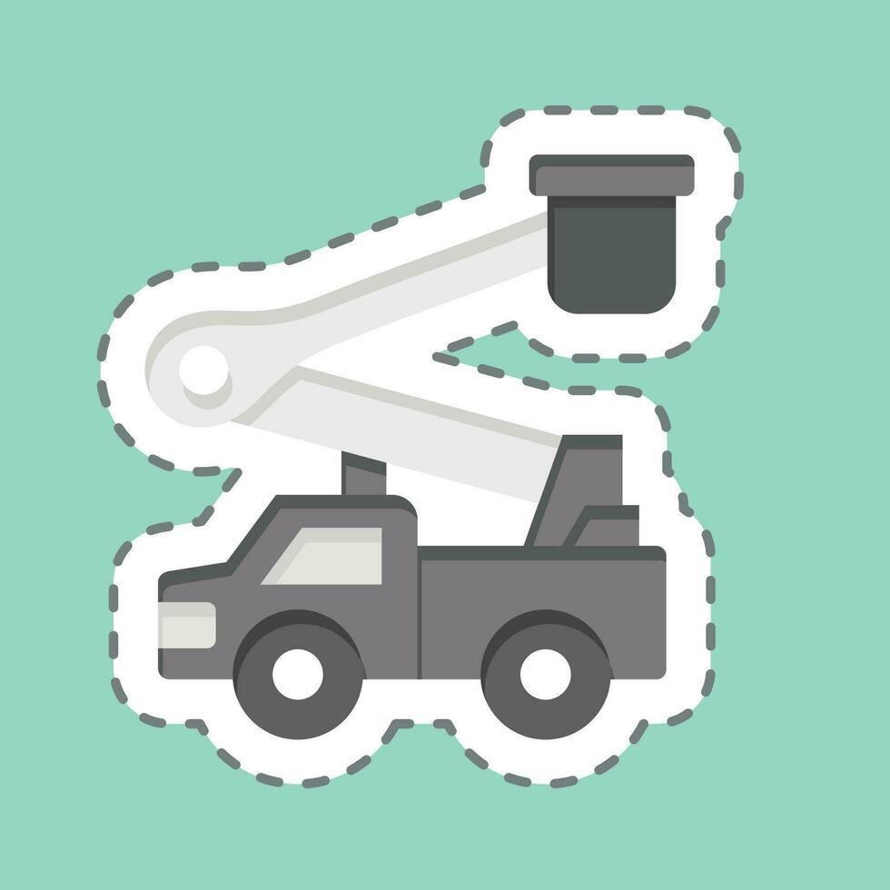 Sticker line cut Bucket Truck. related to Construction Vehicles symbol. simple design editable. simple illustration vector