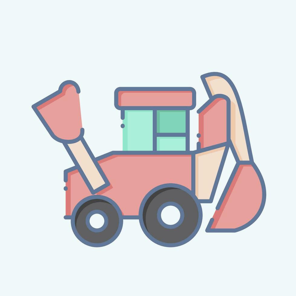 Icon Backhoe. related to Construction Vehicles symbol. doodle style. simple design editable. simple illustration vector