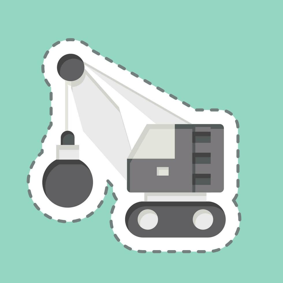 Sticker line cut Demolition Crane. related to Construction Vehicles symbol. simple design editable. simple illustration vector