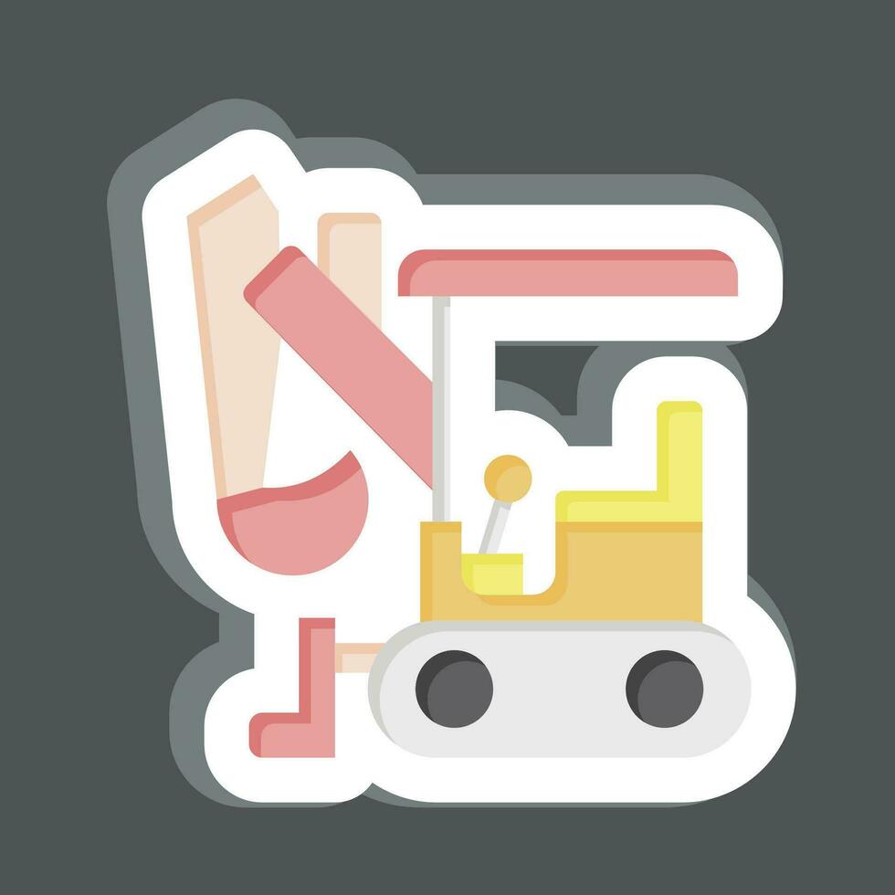 Sticker Compact Excavator. related to Construction Vehicles symbol. simple design editable. simple illustration vector