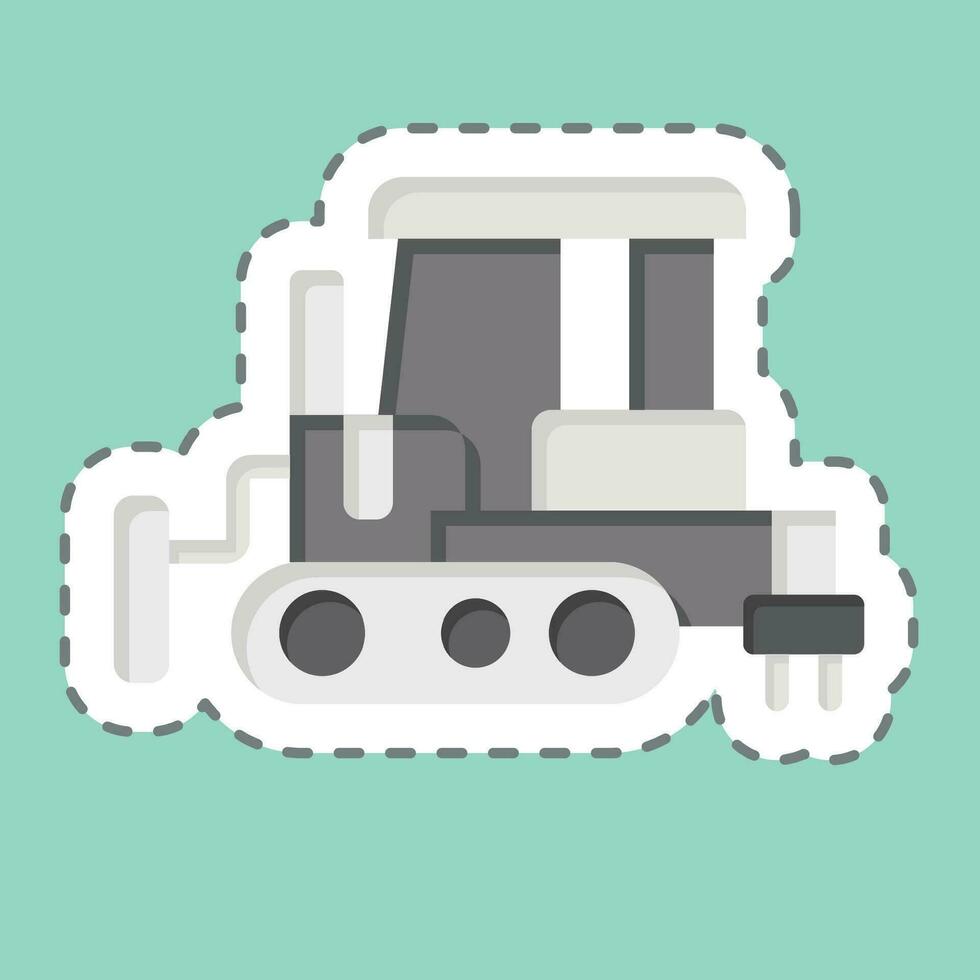 Sticker line cut Bulldozer. related to Construction Vehicles symbol. simple design editable. simple illustration vector