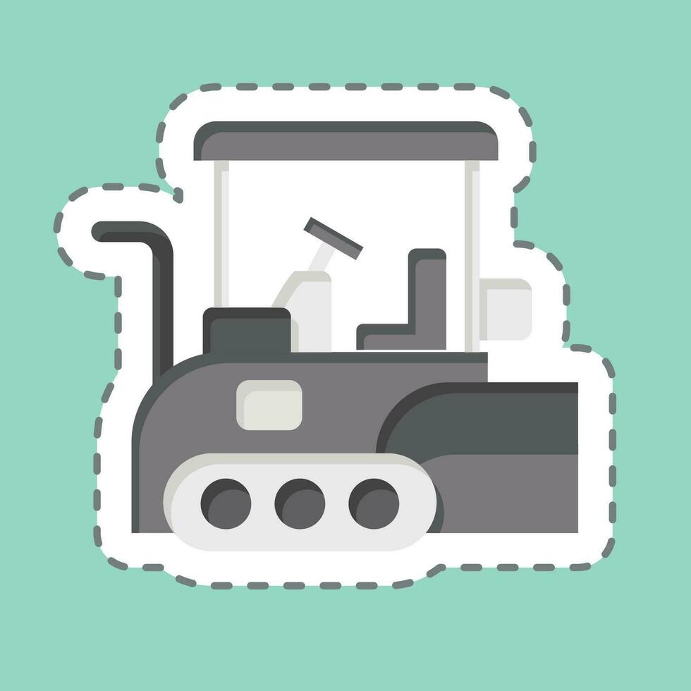 Sticker line cut Asphalt Paver. related to Construction Vehicles symbol. simple design editable. simple illustration vector