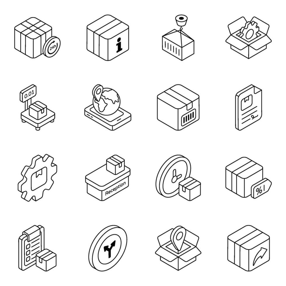 Pack of Cargo Linear Icons vector