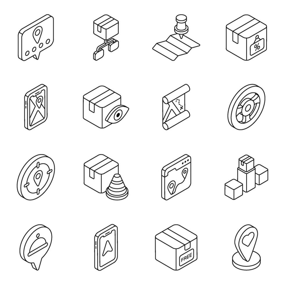 Pack of Logistic and Shipment Linear Icons vector