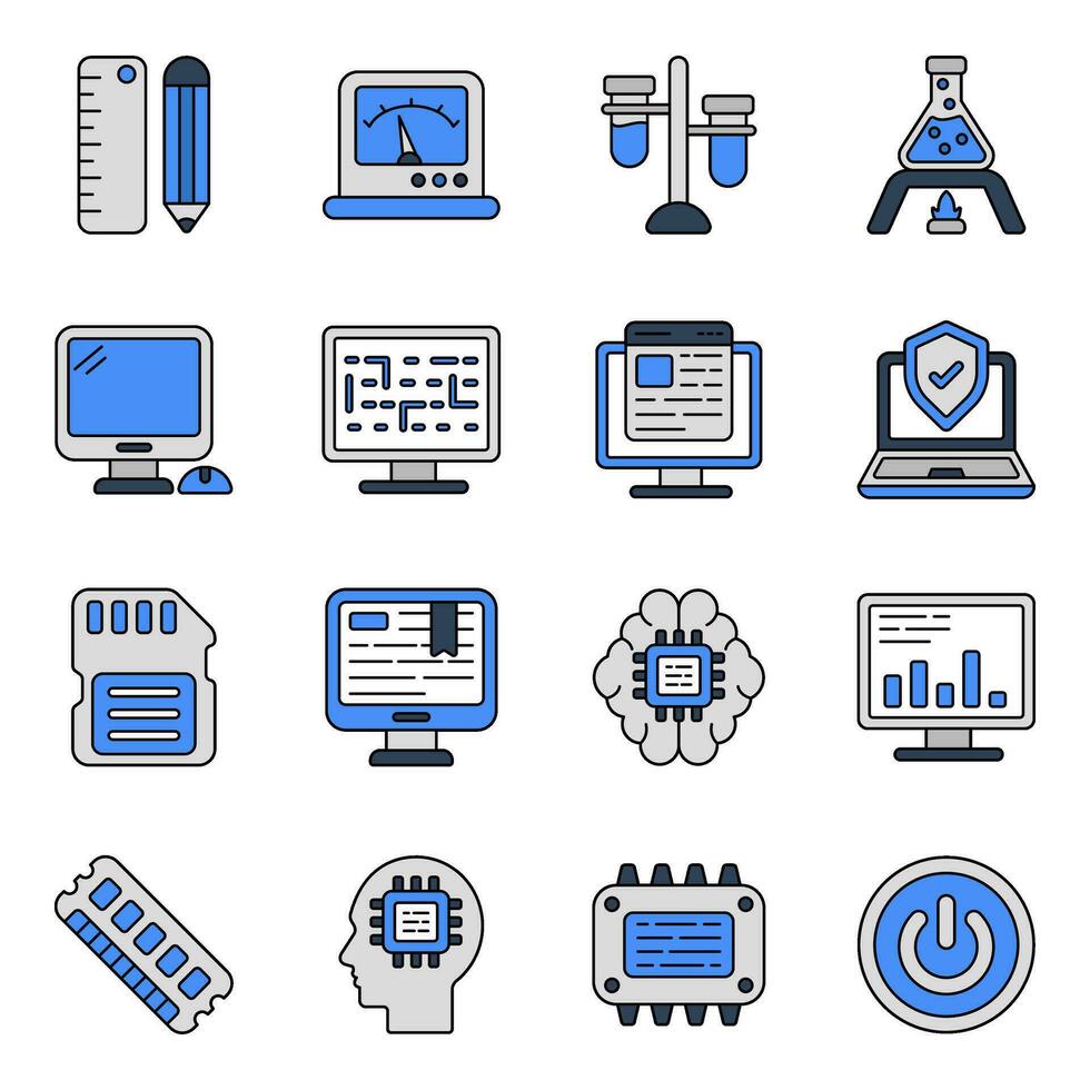 paquete de médico y laboratorio plano íconos vector