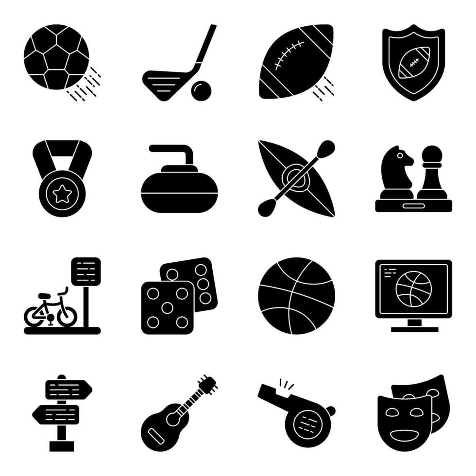 Pack of Sports Solid Icons vector