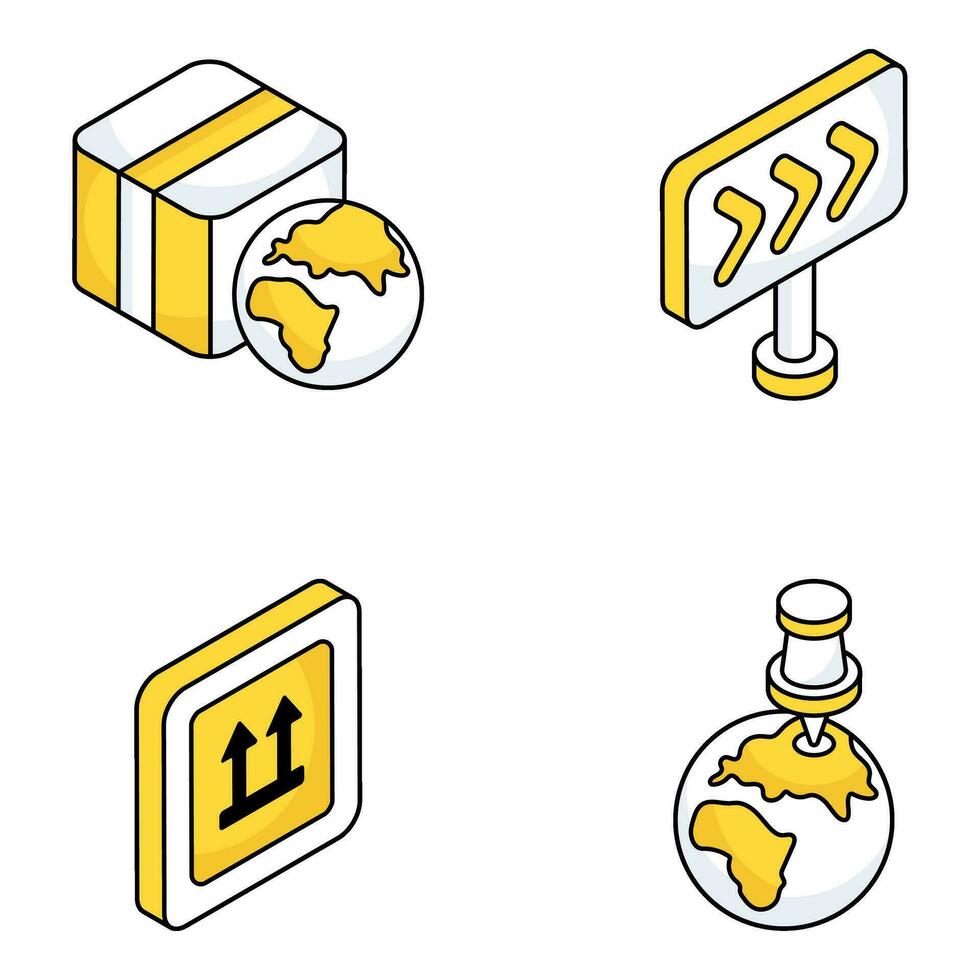 Pack of Logistic and Navigation Flat Icons vector