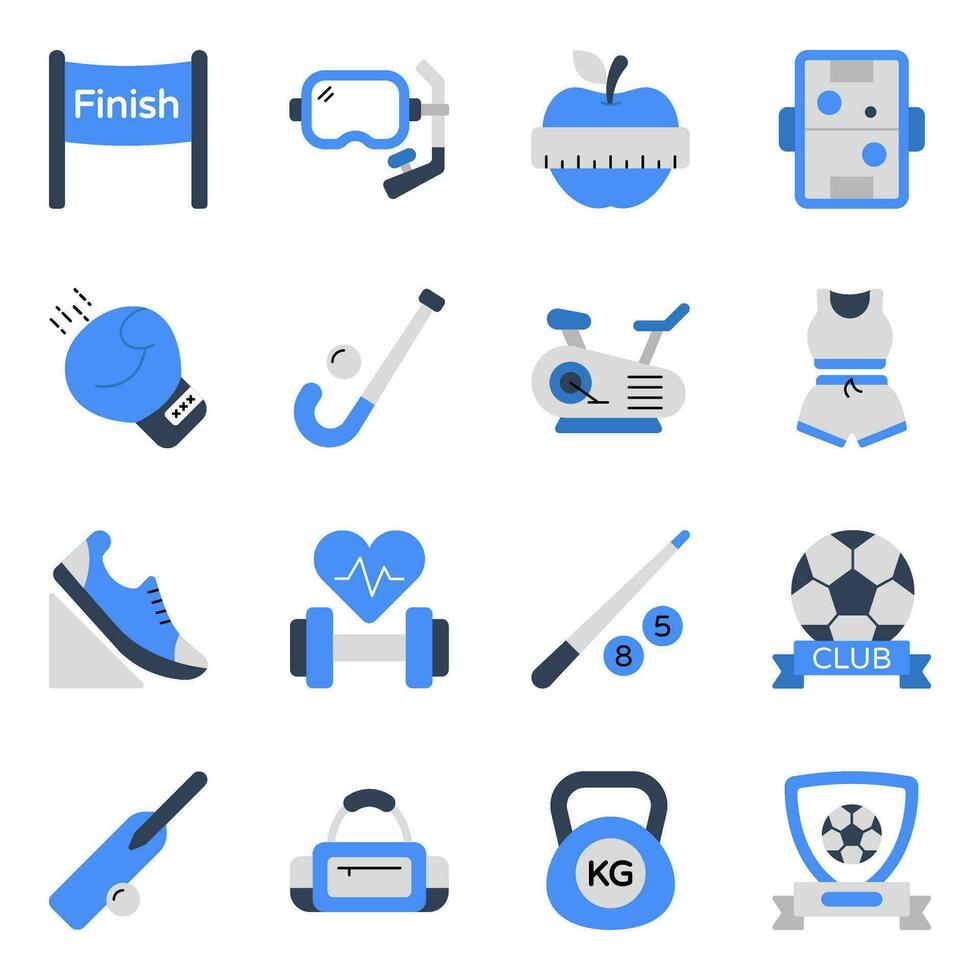 paquete de iconos planos de instrumentos deportivos vector