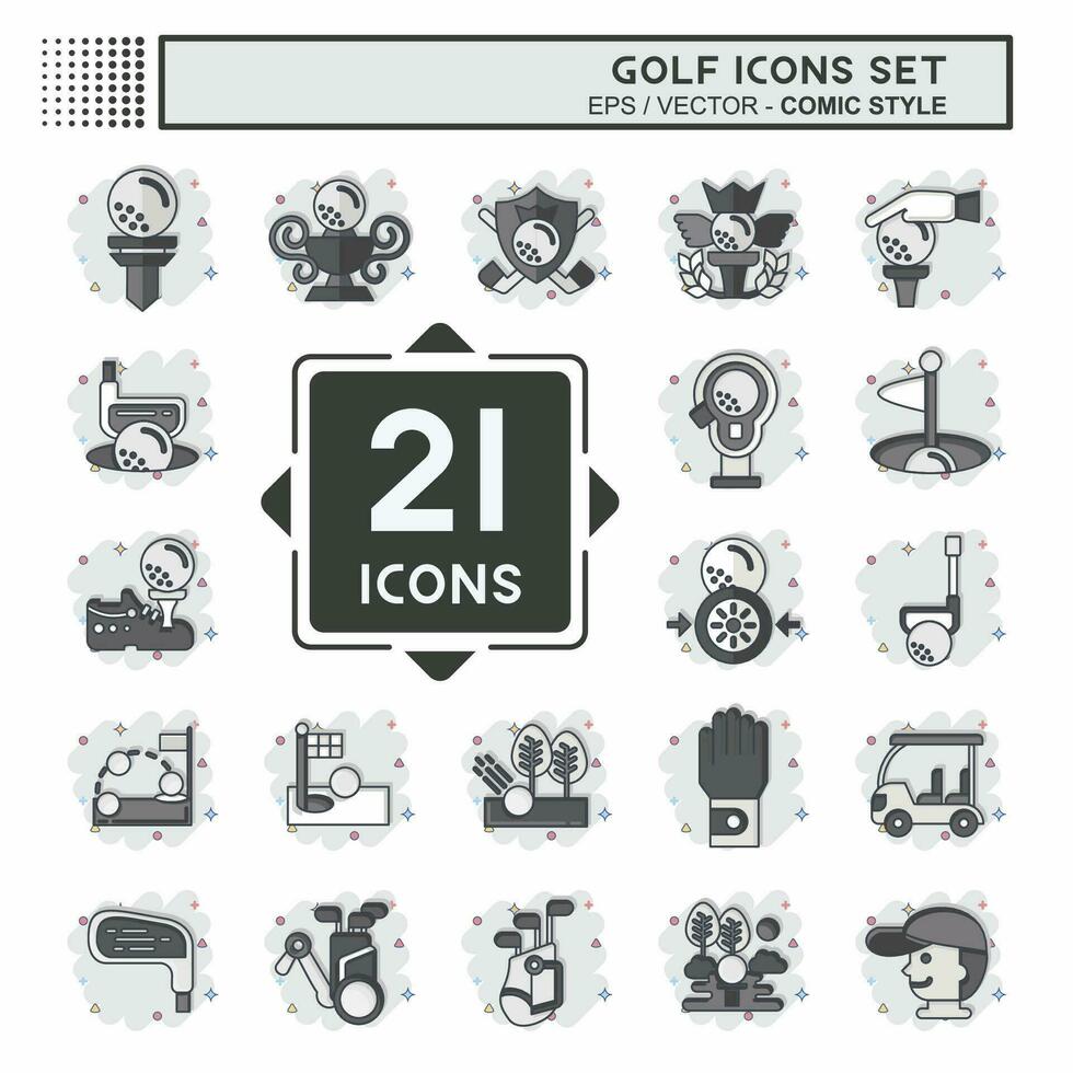Icon Set Golf. related to Sports symbol. comic style. simple design editable. simple illustration vector