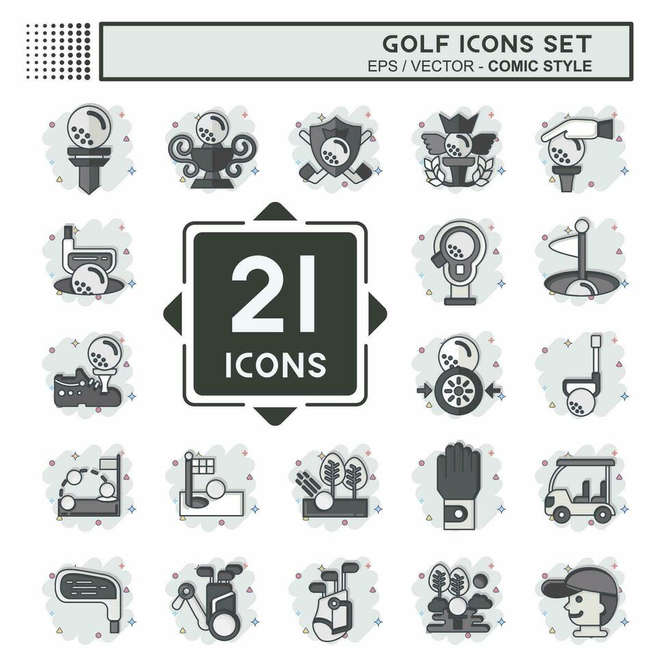 icono conjunto golf. relacionado a Deportes símbolo. cómic estilo. sencillo diseño editable. sencillo ilustración vector