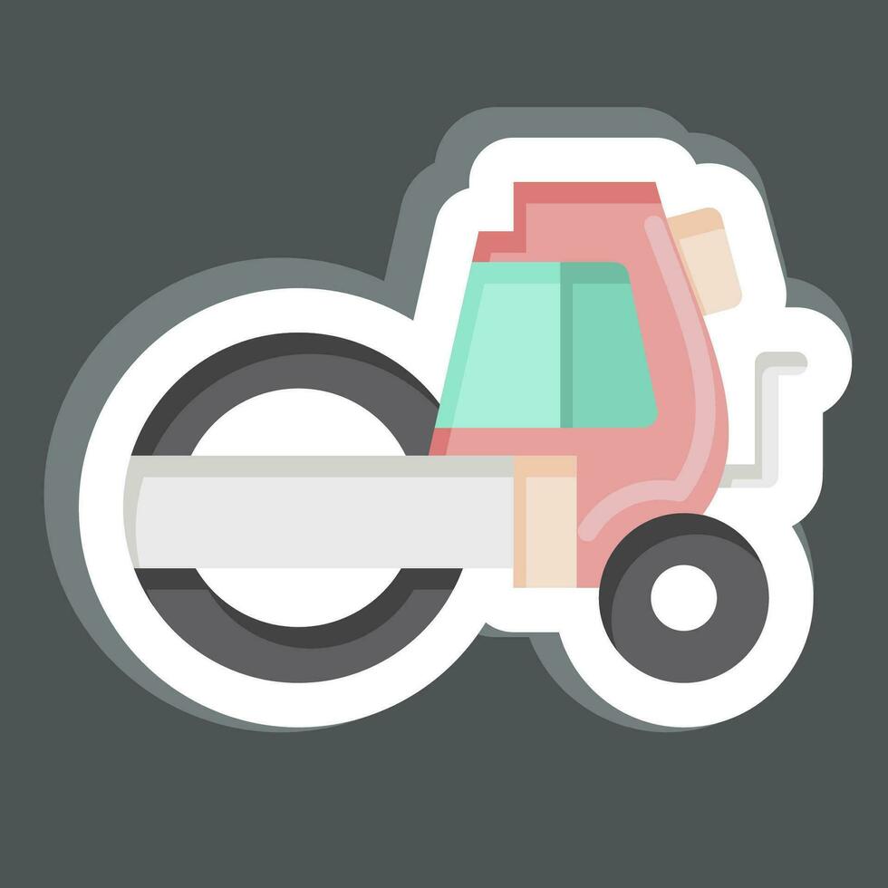 Sticker Steamroller. related to Construction Vehicles symbol. simple design editable. simple illustration vector