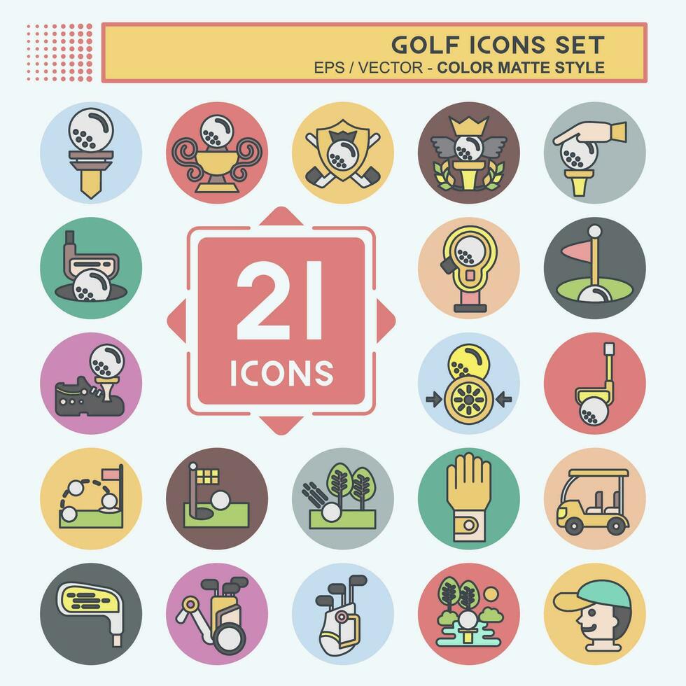 Icon Set Golf. related to Sports symbol. color mate style. simple design editable. simple illustration vector