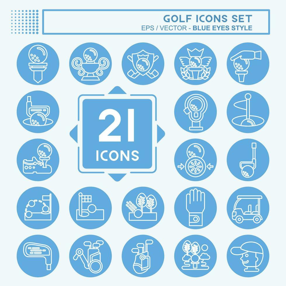 icono conjunto golf. relacionado a Deportes símbolo. azul ojos estilo. sencillo diseño editable. sencillo ilustración vector