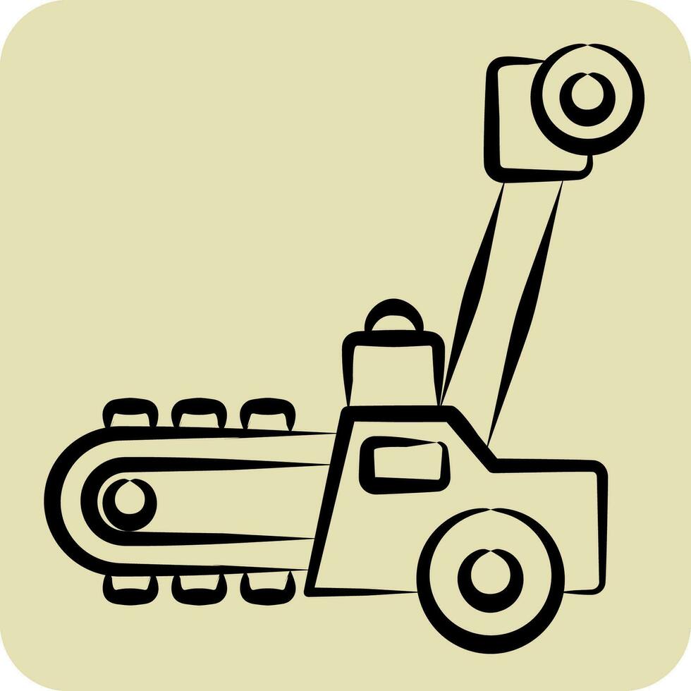 Icon Trencher. related to Construction Vehicles symbol. hand drawn style. simple design editable. simple illustration vector