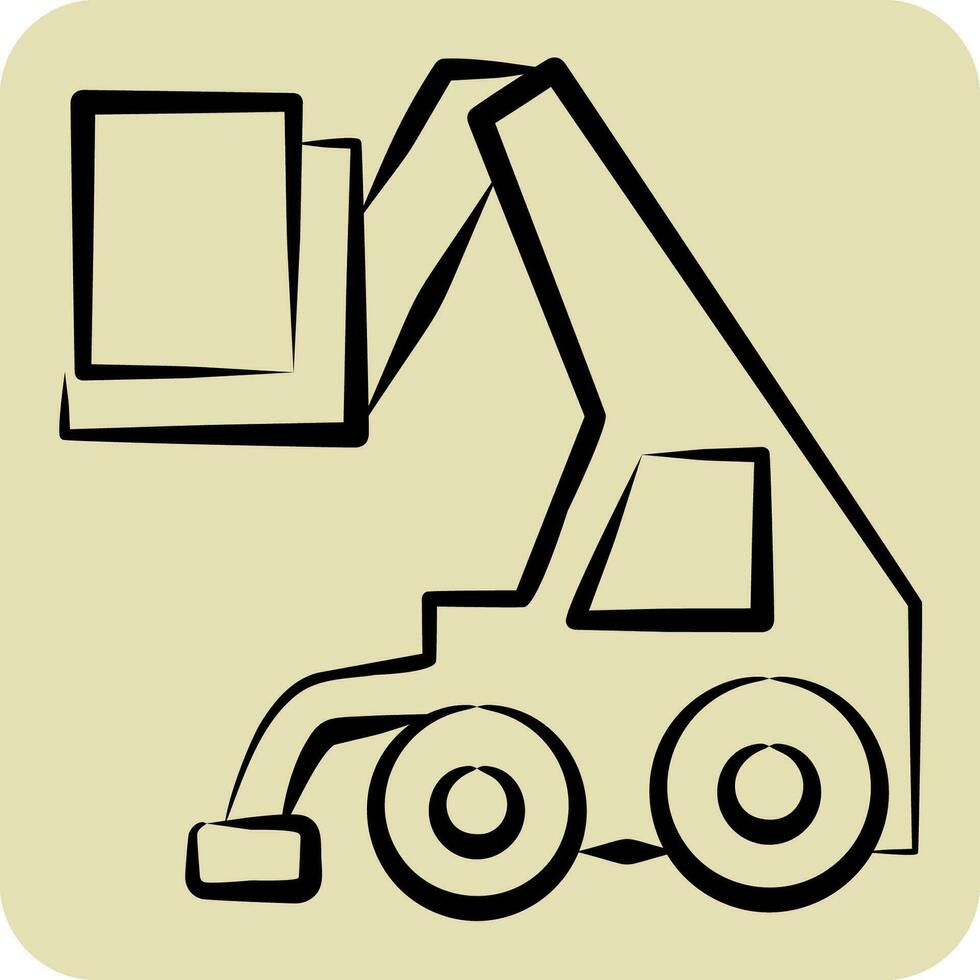 Icon Telehandler. related to Construction Vehicles symbol. hand drawn style. simple design editable. simple illustration vector