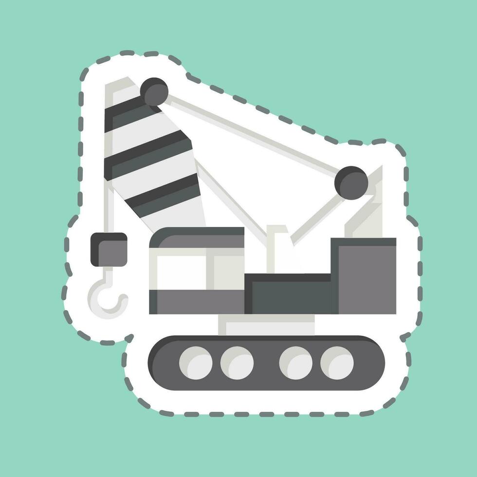 Sticker line cut Construction Vehicles Crane. related to Construction Vehicles symbol. simple design editable. simple illustration vector