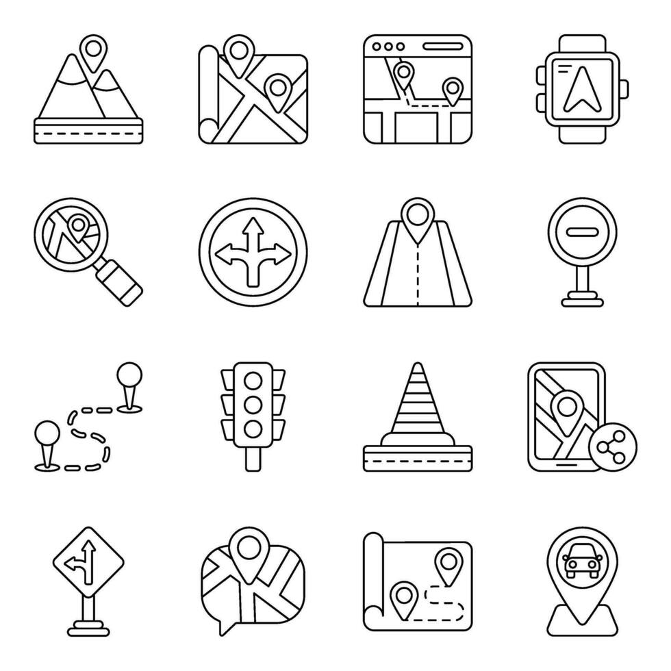 Pack of Direction Linear Icons vector