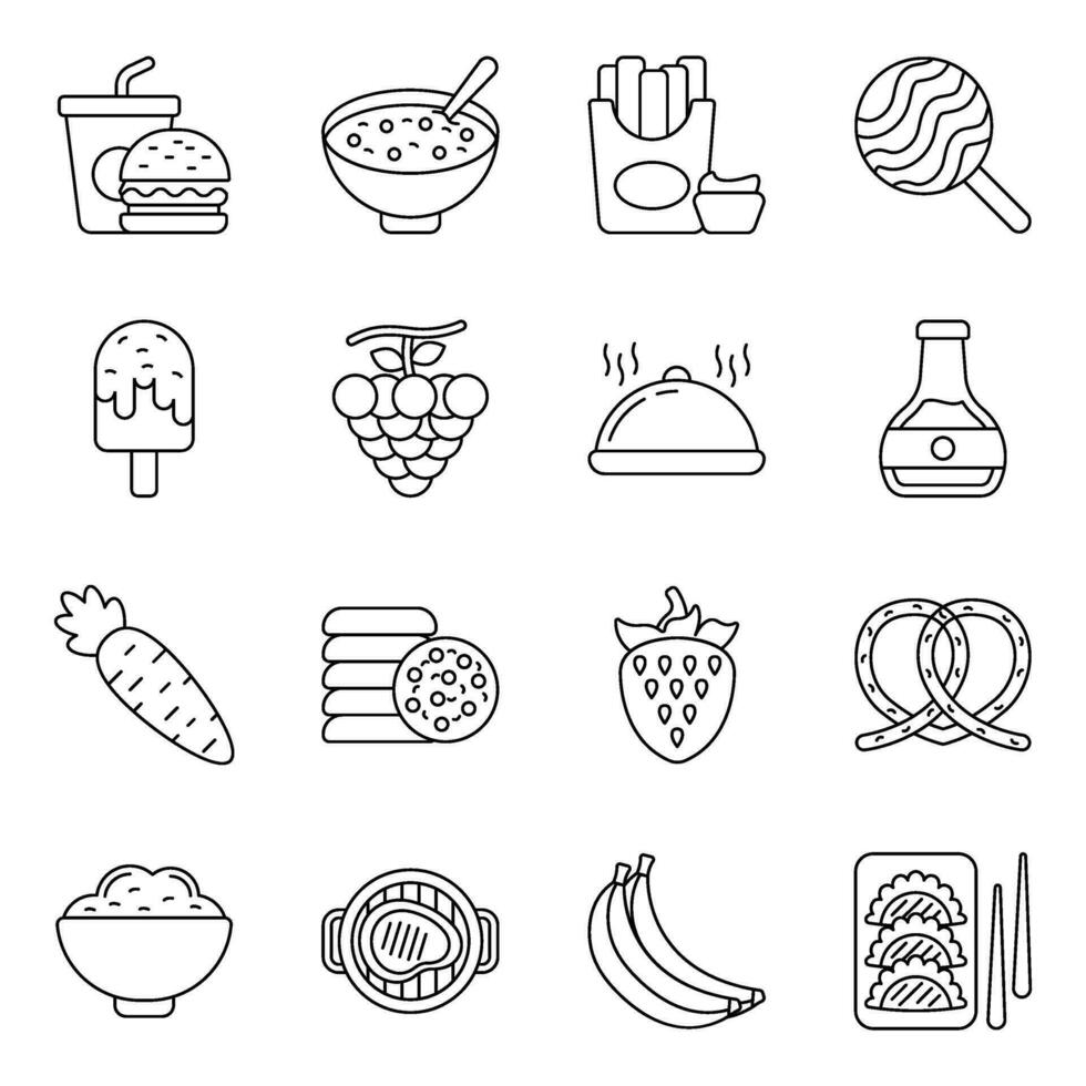 Pack of Food Linear Icons vector