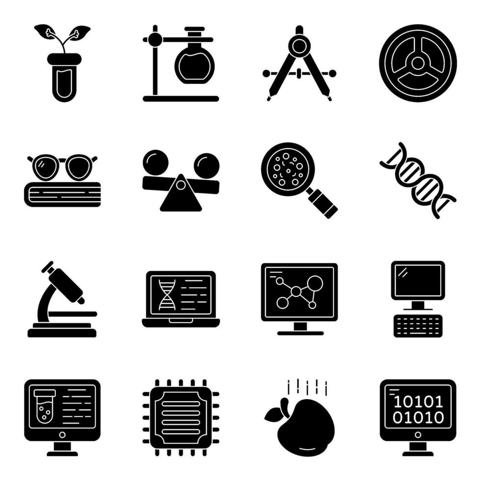 Pack of Medical Solid Icons vector