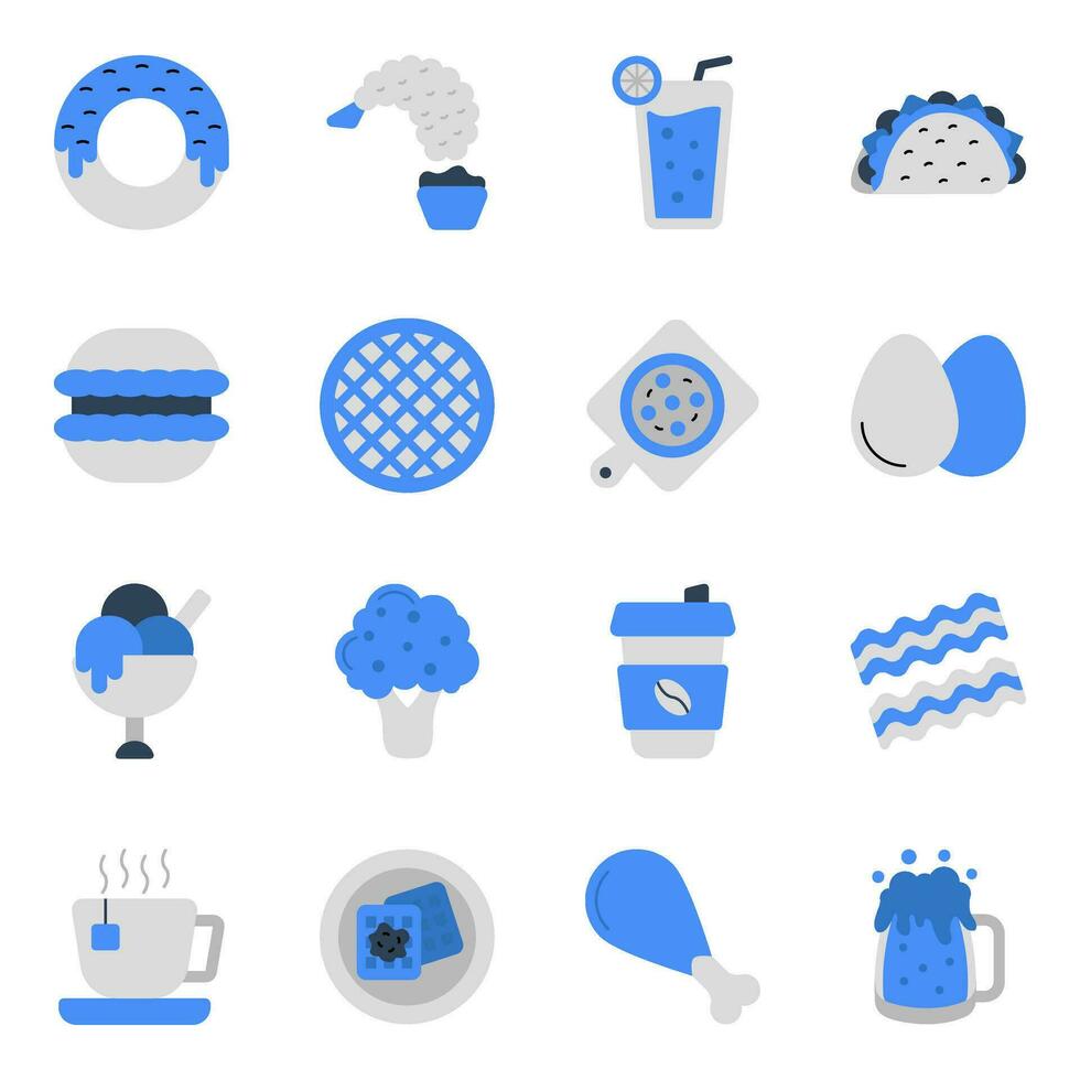 paquete de iconos planos de comida vector