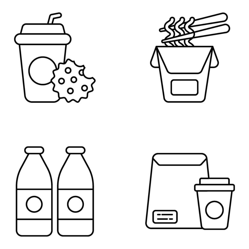 Pack of Food Linear Icons vector