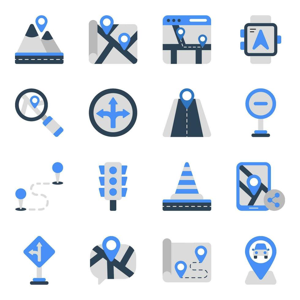 Pack of Direction Flat Icons vector