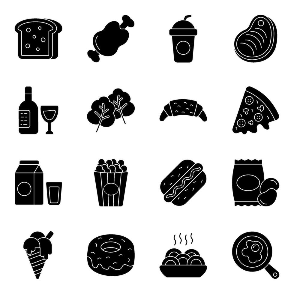 Pack of Edible Solid Icons vector