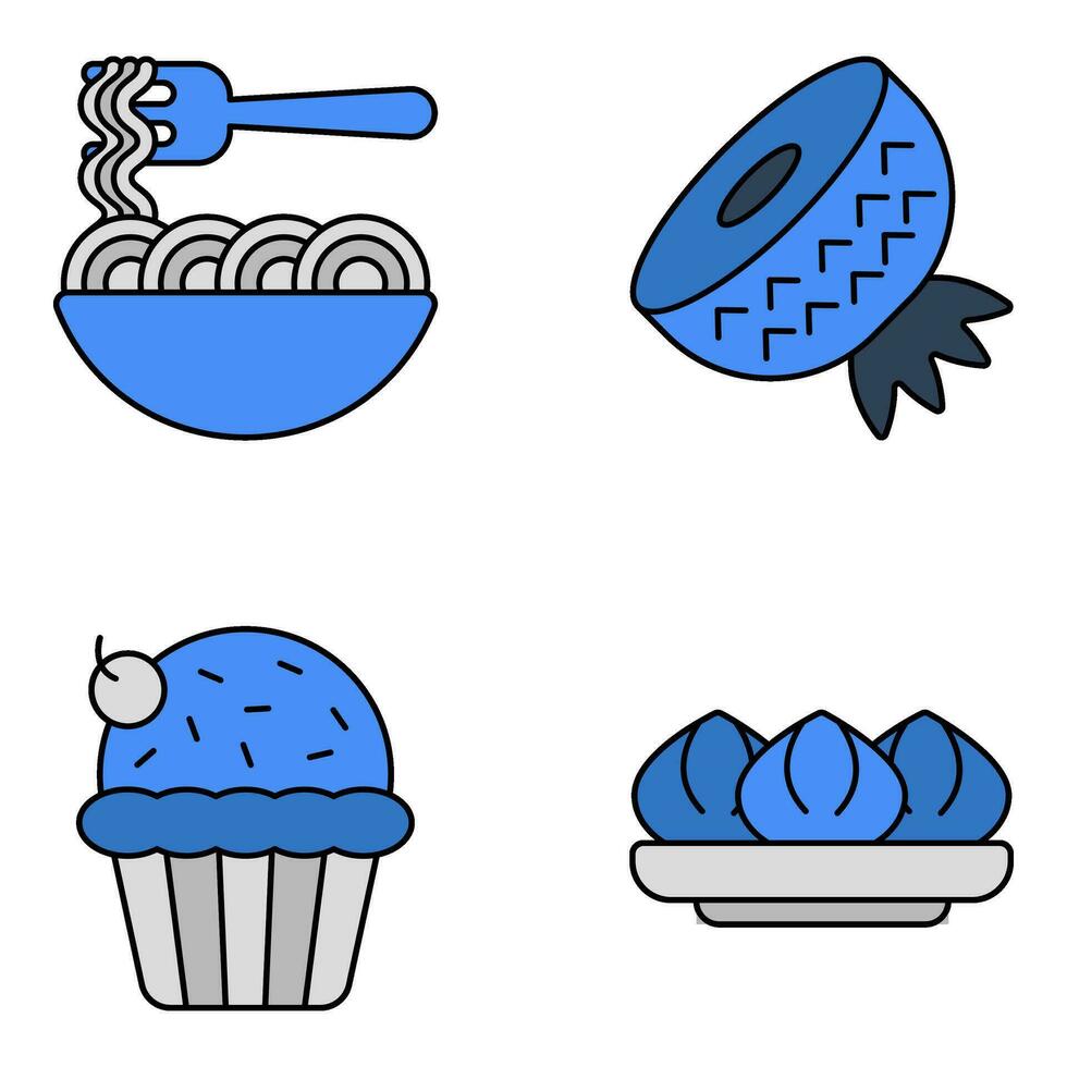 Pack of Delicious Food Flat Icons vector