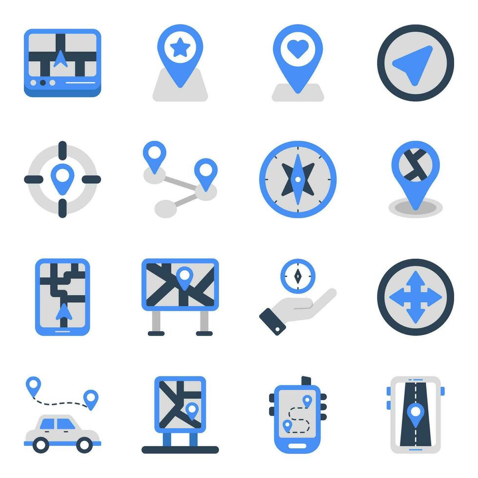 Pack of Navigation Flat Icons vector