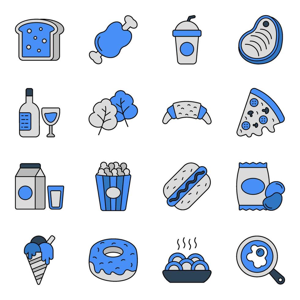 Pack of Edible Flat Icons vector