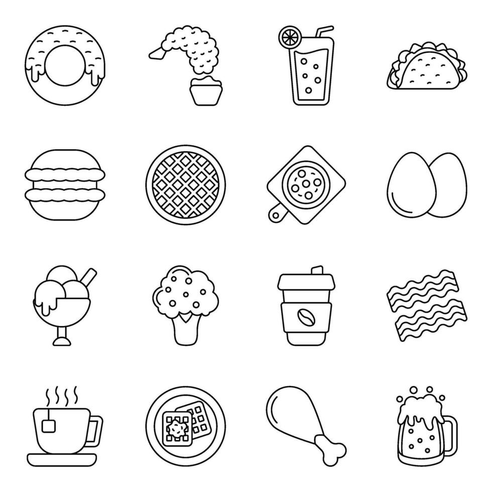 Pack of Meal Linear Icons vector