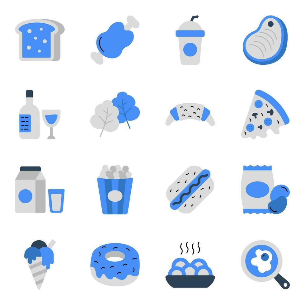 Pack of Edible Flat Icons vector