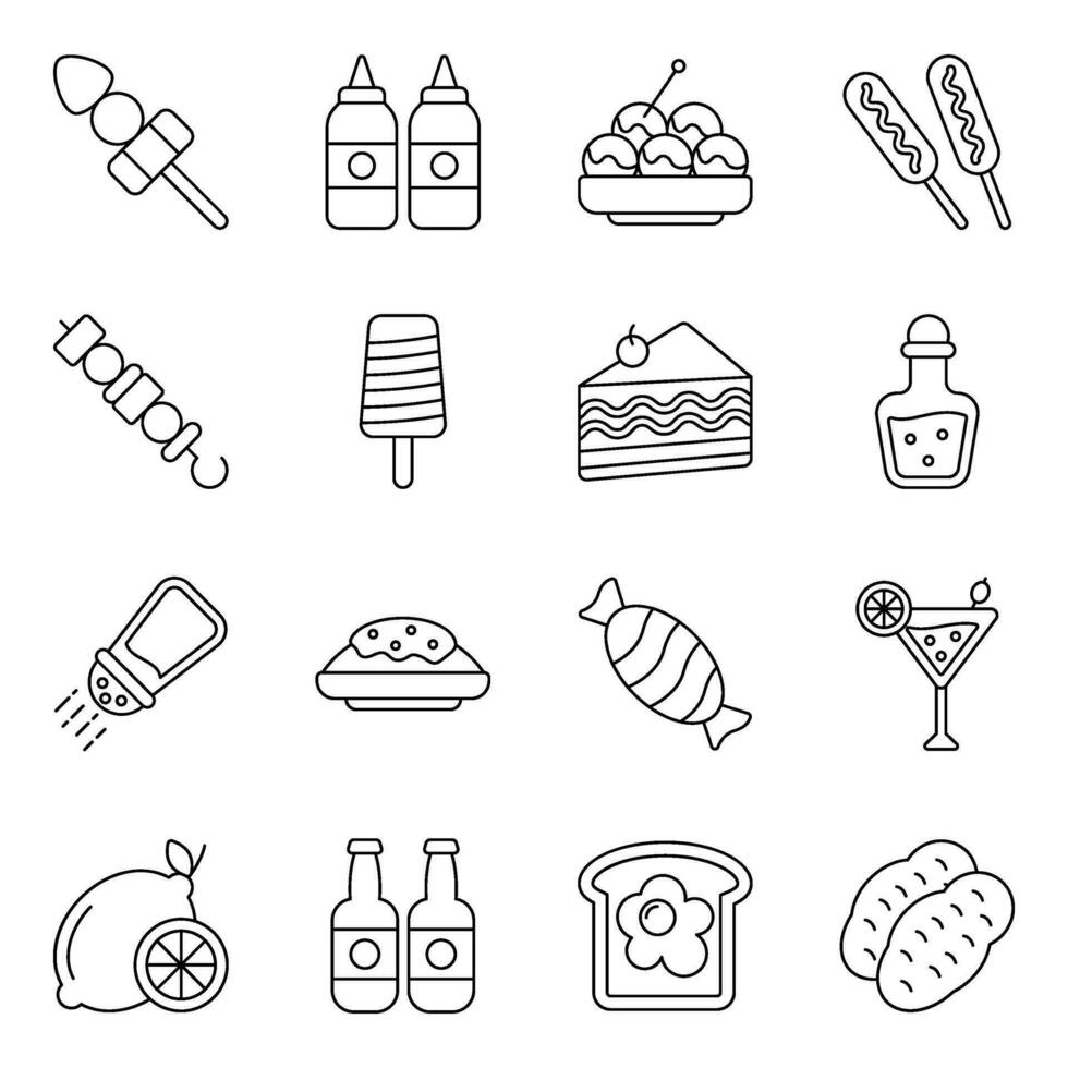Pack of Food and Eatable Linear Icons vector