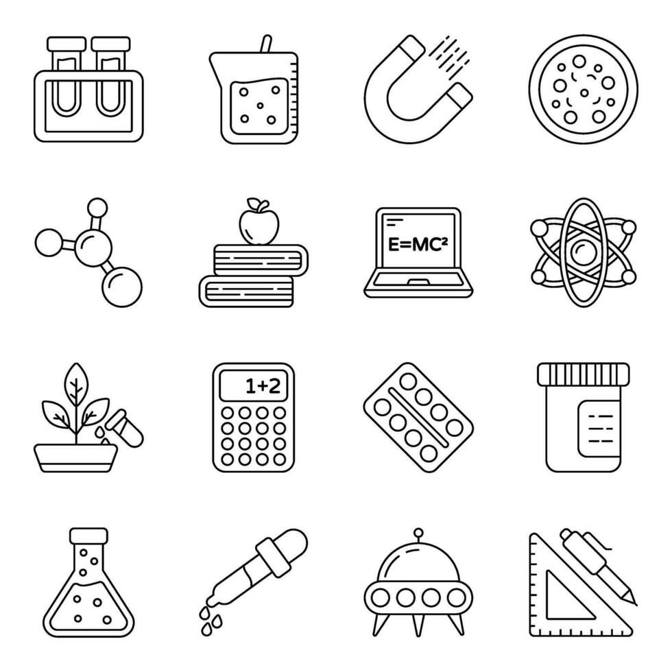 Pack of Science Linear Icons vector