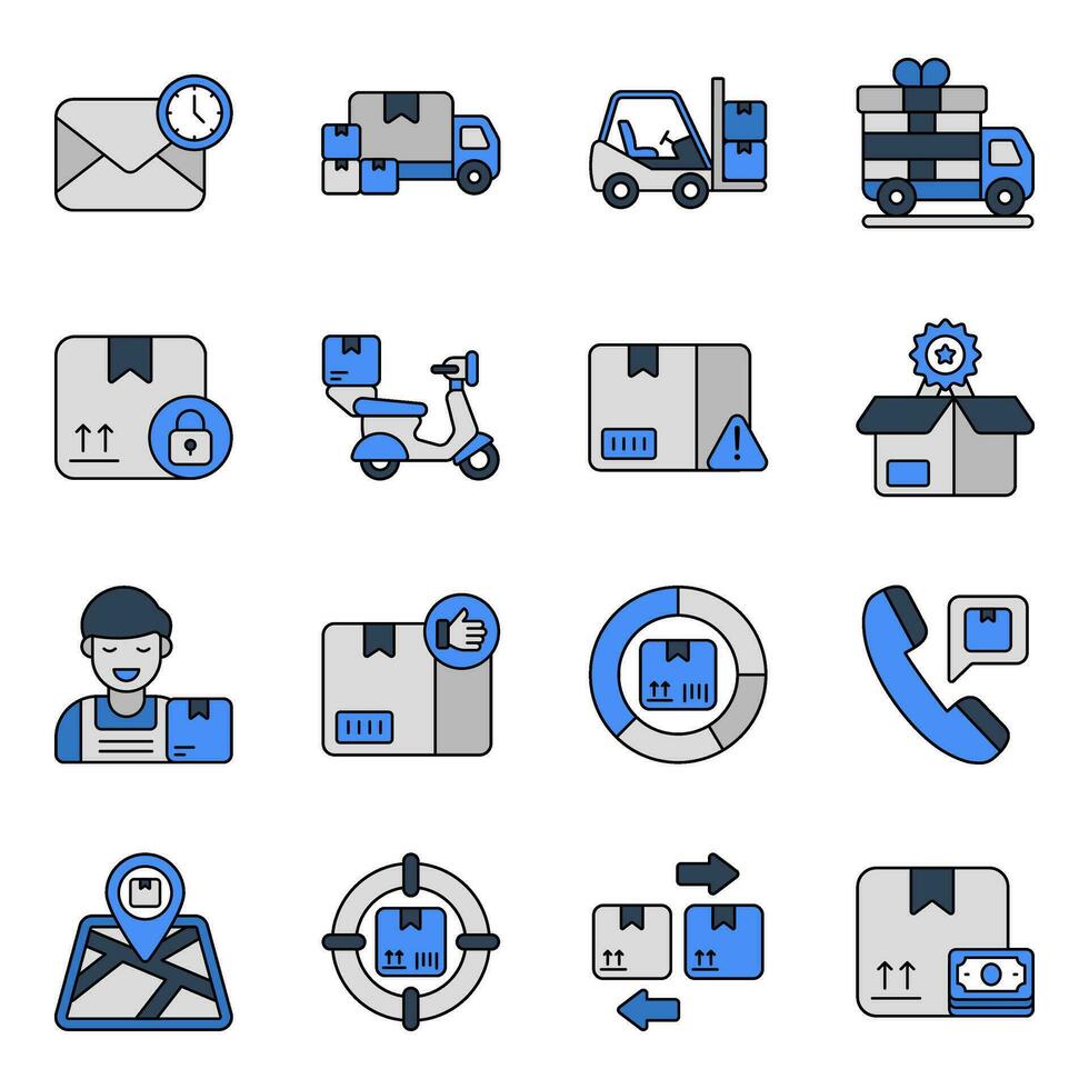 Pack of Logistic and Shipment Flat Icons vector