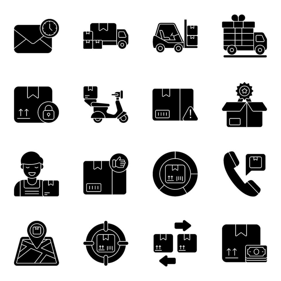 Pack of Logistic and Shipment Solid Icons vector