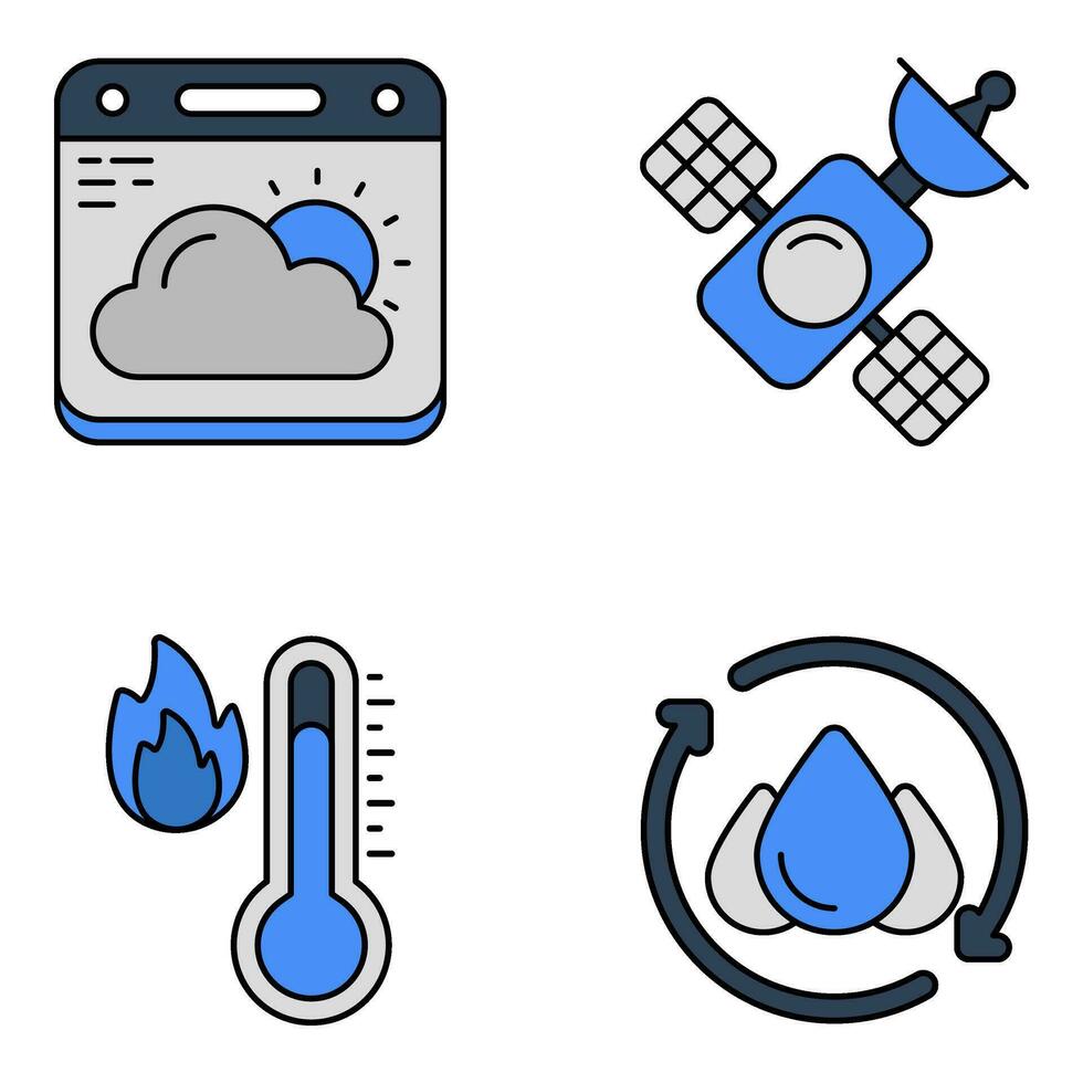 Set of Weather and Technology Flat Icons vector