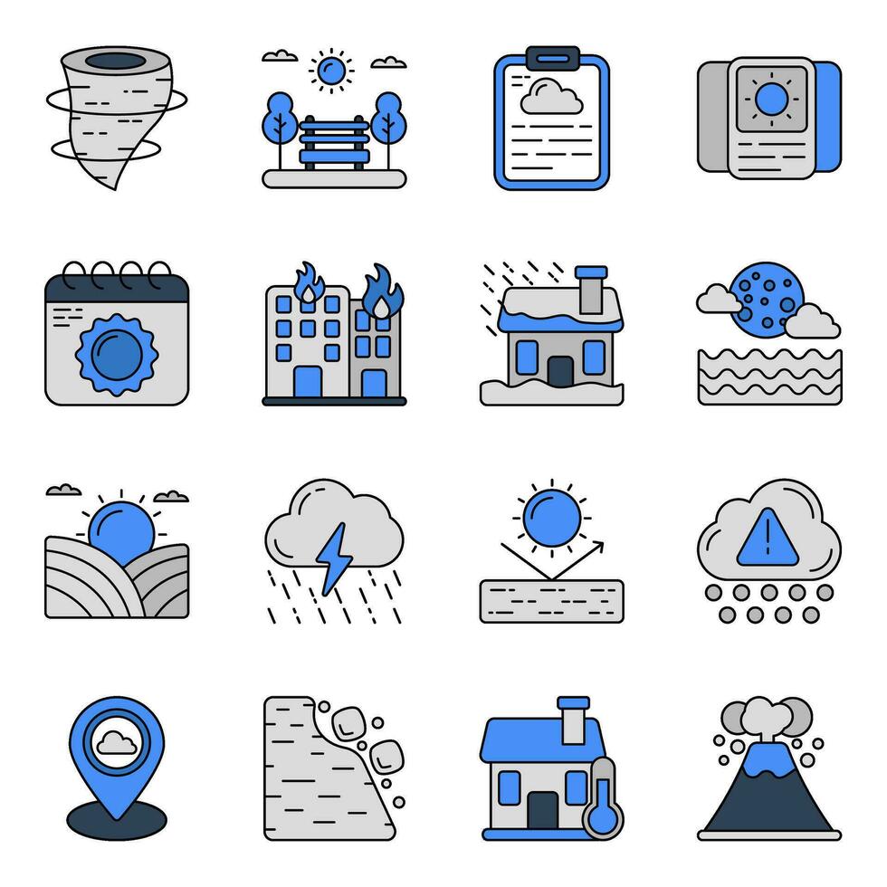 Set of Weather and Climate Flat Icons vector