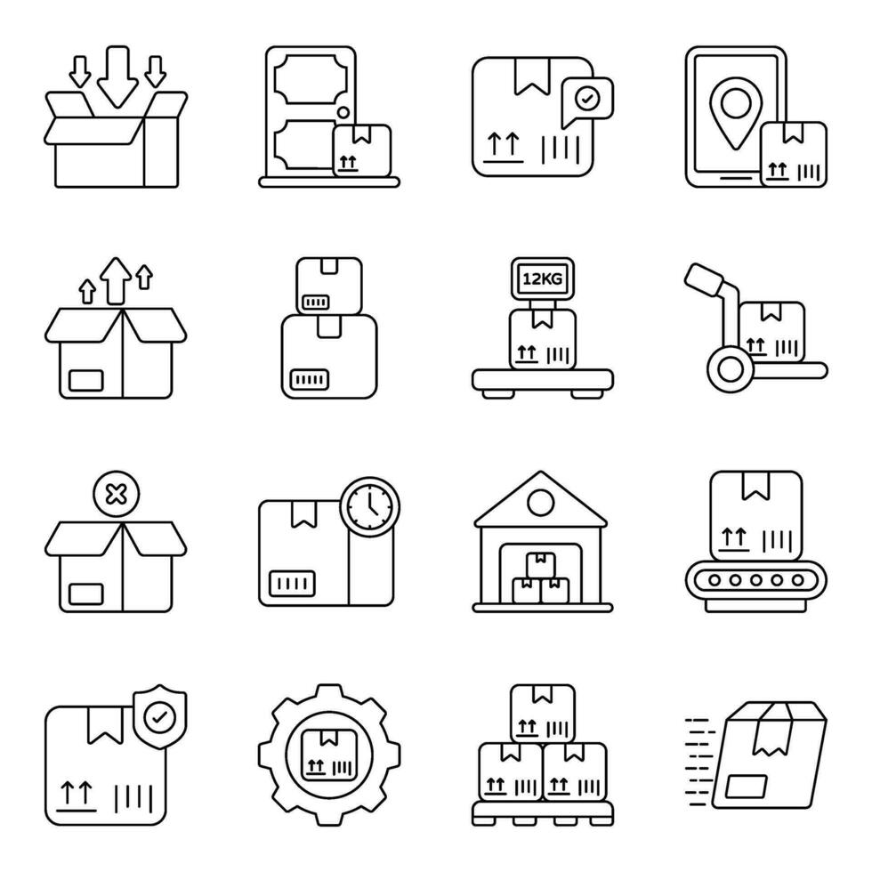 Pack of Logistic Linear Icons vector
