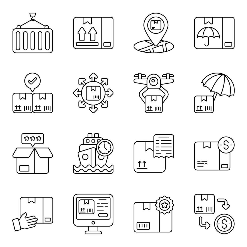 Pack of Shipment Linear Icons vector